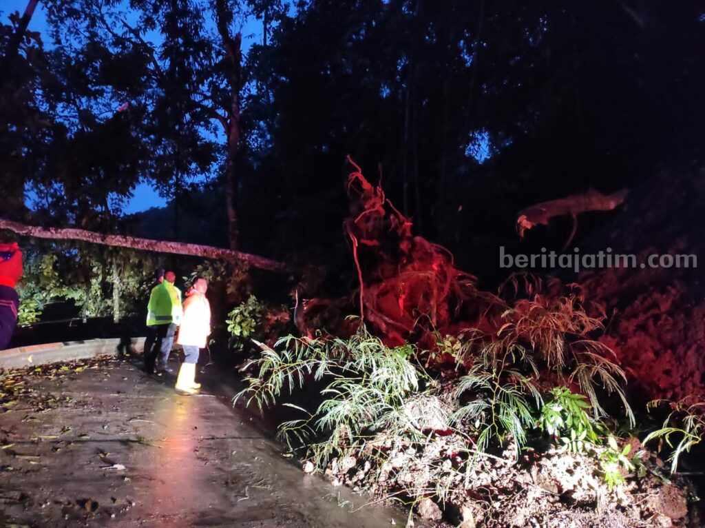 Longsor Tutup Jalur Trawas-Pacet Mojokerto