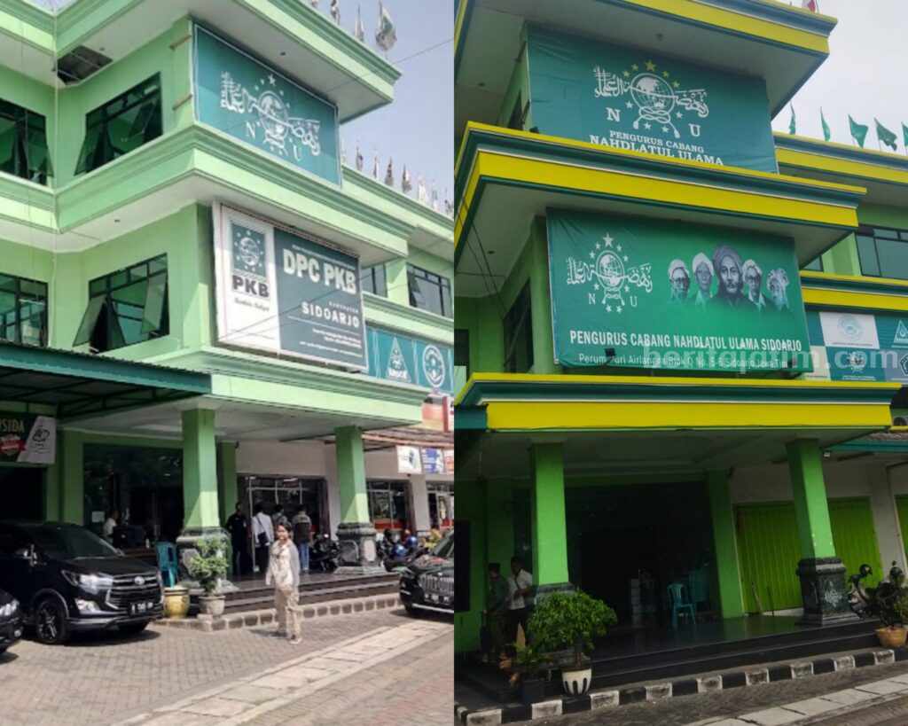 Papan Nama Kantor PKB Sidoarjo, Dulu dan Sekarang Kanan: Papan nama baru kantor PCNU Sidoarjo ada dua buah. Kiri : Papan nama lama yang juga ada di kantor DPC PKB