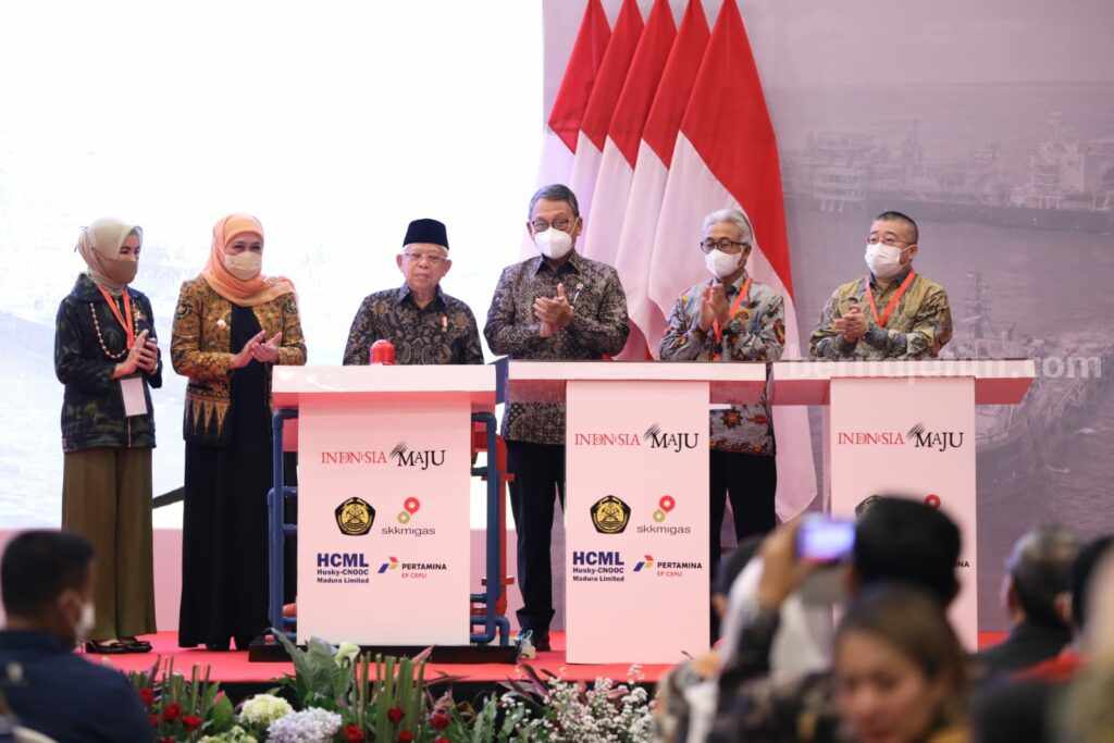 Jambaran-Tiung Biru Pasok Gas Sebesar 192 MMSCFD untuk Industri Jatim dan Jateng Wakil Presiden Republik Indonesia, Ma’ruf Amin saat meresmikan Proyek Lapangan Gas Unitisasi Jambaran-Tiung Biru.