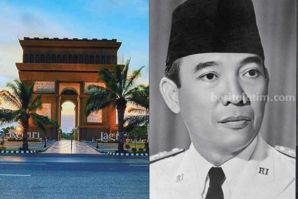 Foto: Ciri khas kota Kediri dan Potret Presiden Soekarno. (Sumber: Istimewa)