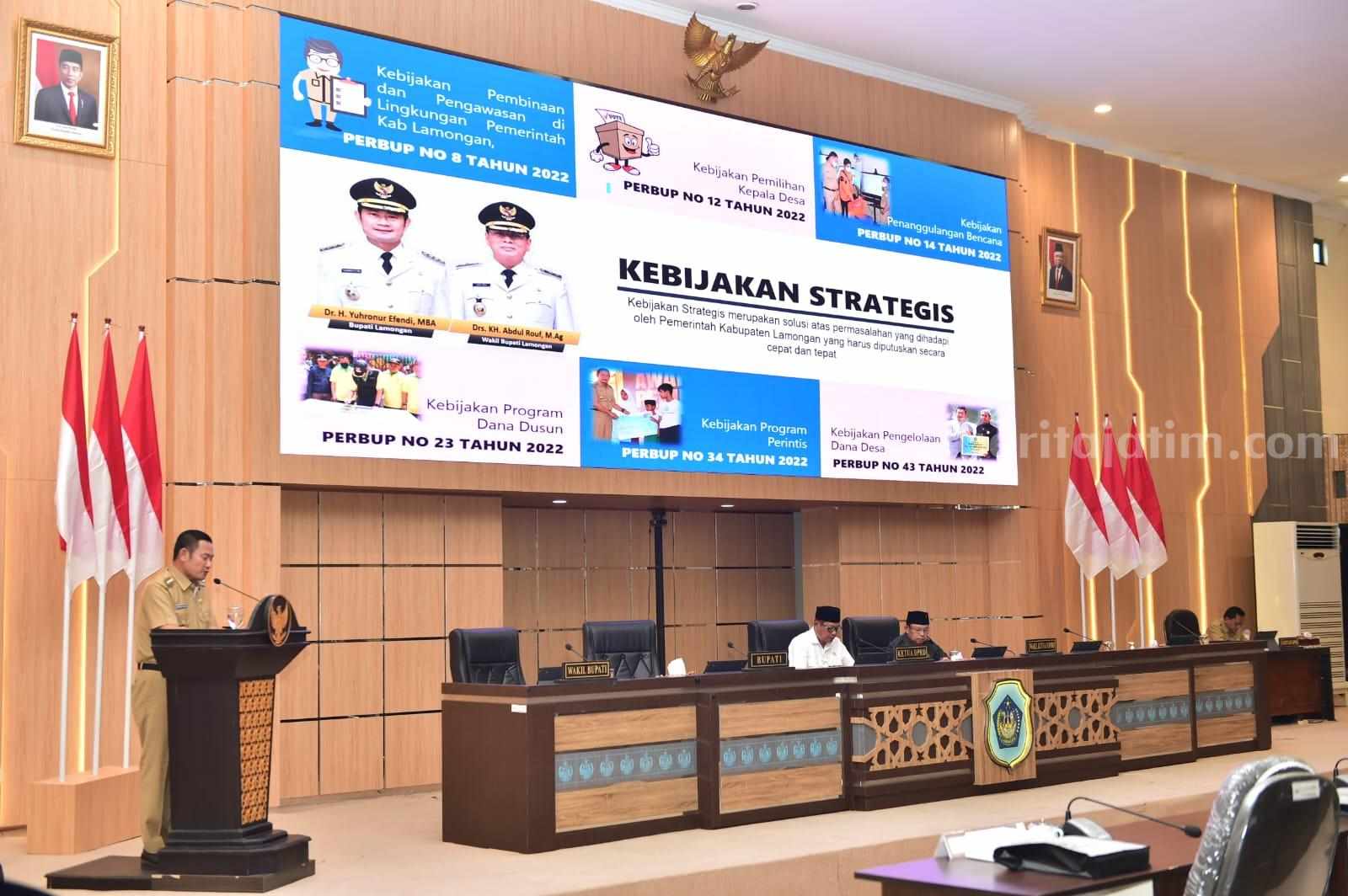 Penyampaian LKPJ Kepala Daerah TA 2022 dalam Rapat Paripurna di Gedung DPRD Kabupaten Lamongan (Dok Prokopim for beritajatim.com).