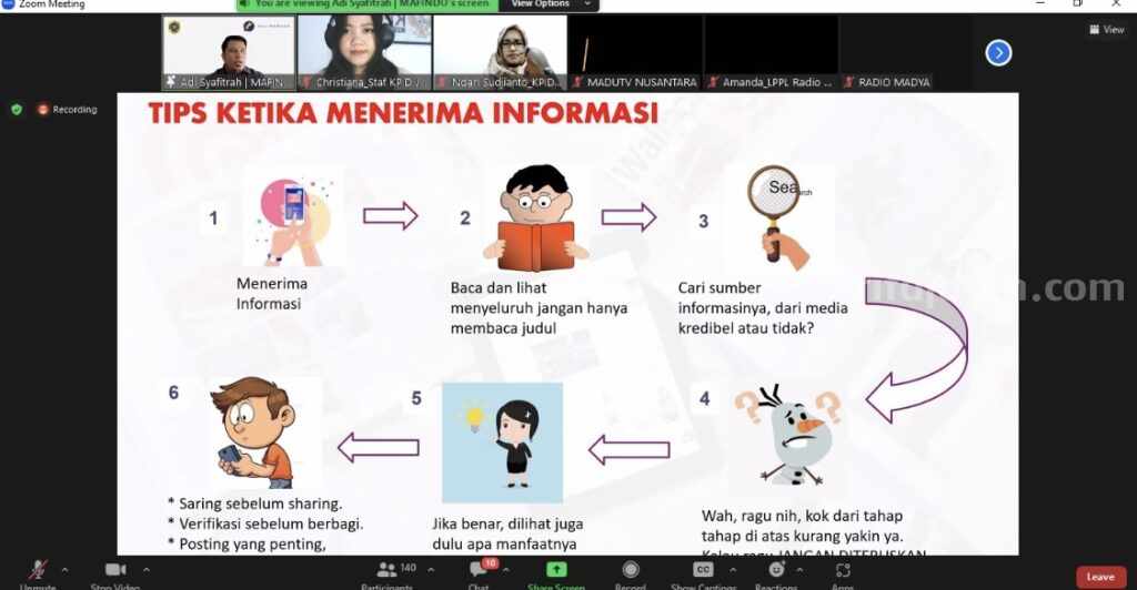 KPID Jatim dan Mafindo Latih Lembaga Penyiaran Lawan Hoak Pelatihan yang digelar KPID Jatim (Komisi Penyiaran Indonesia Daerah Jawa Timur) berkolaborasi dengan Masyarakat Anti Fitnah Indonesia (Mafindo).