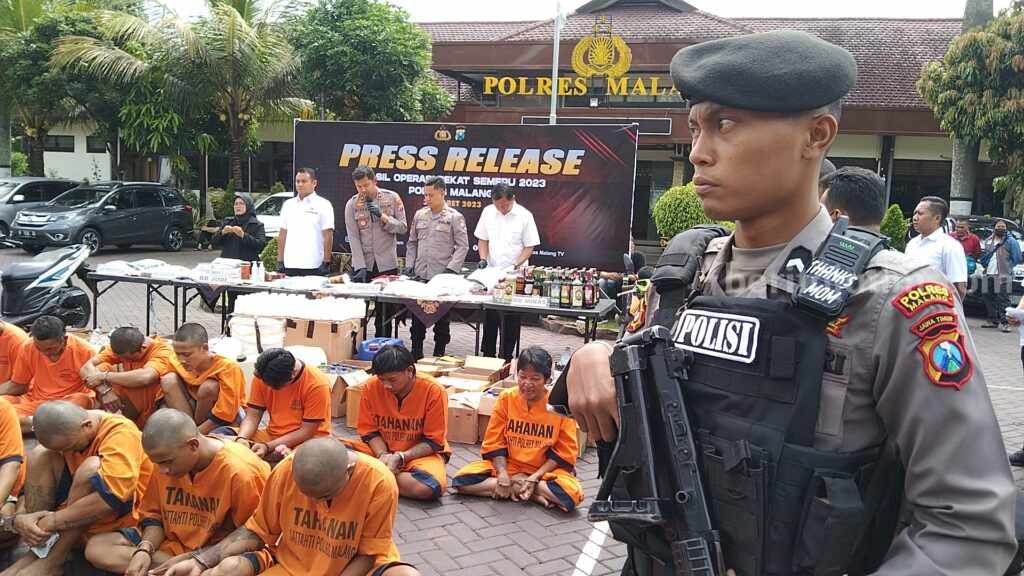 Kepolisian Resor Malang meringkus 289 tersangka dalam Operasi Penyakit Masyarakat (Pekat) Semeru 2023, Kamis (30/3/2023).