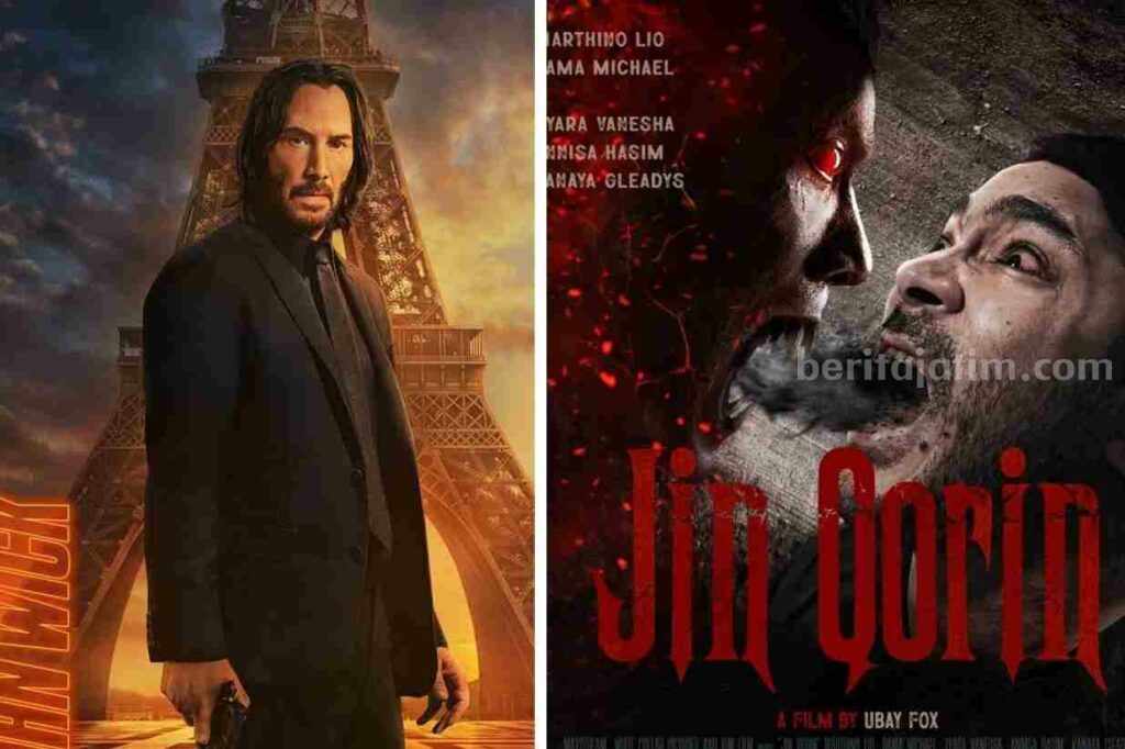 Poster John Wick: Chapter 4 dan Jin Qorin, film terbaru yang tayang di bioskop pada Minggu (26/3/2023).
