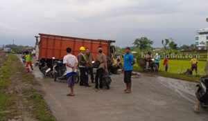 Kondisi truk yang terlibat kecelakaan beruntun