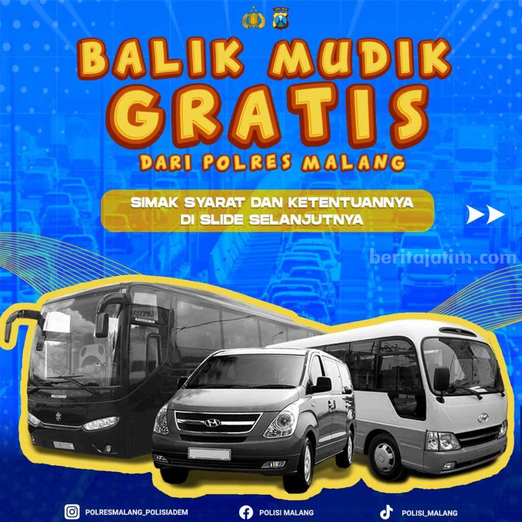 Polres Malang gelar Program Balik Mudik Gratis bagi masyarakat umum.