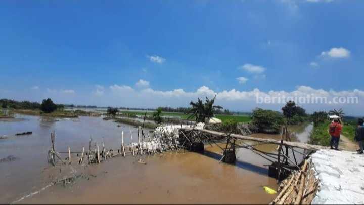 Banjir merendam kawasan Dusun Gembongan, Desa Jotangan, Kecamatan Mojosari, Kabupaten Mojokerto beberapa waktu lalu. [Foto : dok]