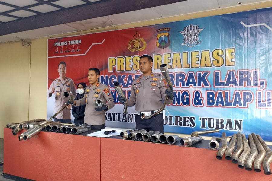 Satlantas Polres Tuban Sita 100 Knalpot Brong knalpot brong tuban