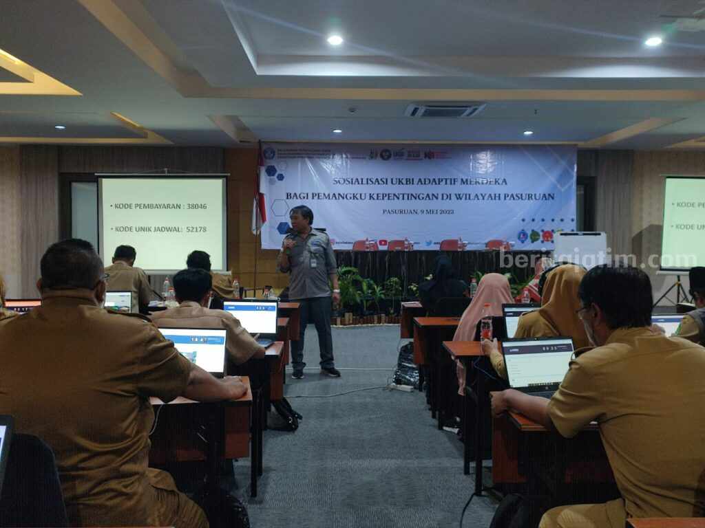 Sosialisasi UKBI Balai Bahasa Jatim di Pasuruan, Peserta Antusias Mengikuti Sosialisasi Uji Kemahiran Berbahasa Indonesia (UKBI) Adaptif Merdeka bagi Pemangku Kepentingan di Wilayah Pasuruan pada Selasa, 9 Mei 2023.