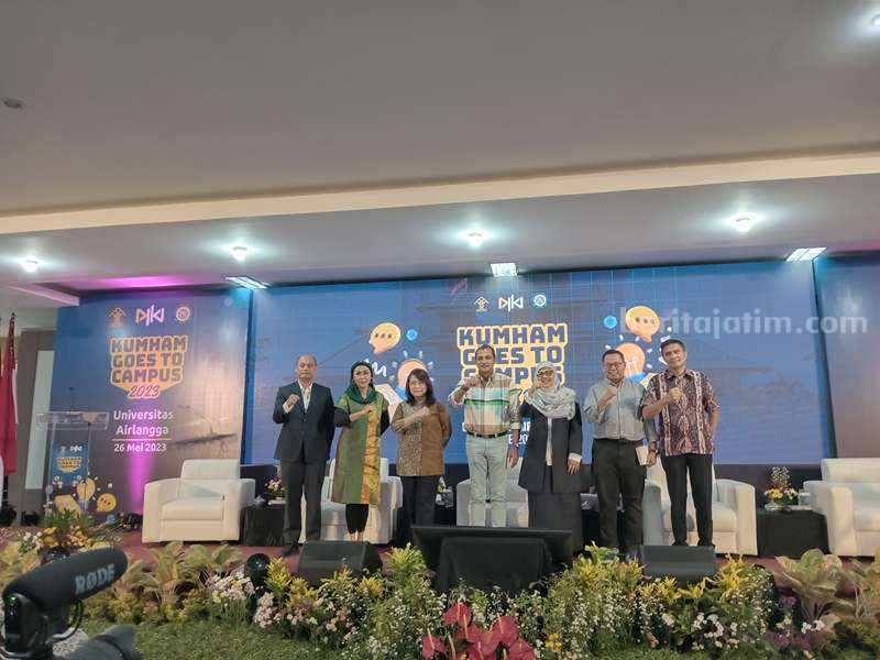Masa Jabatan Pimpinan KPK Jadi 5 Tahun, Begini Kata Wamenkumham RI Wamenkumham Edward Omar Sharif Hiarej saat acara Kumham Goes to Campus 2023 di Fakultas Hukum Universitas Airlangga Surabaya