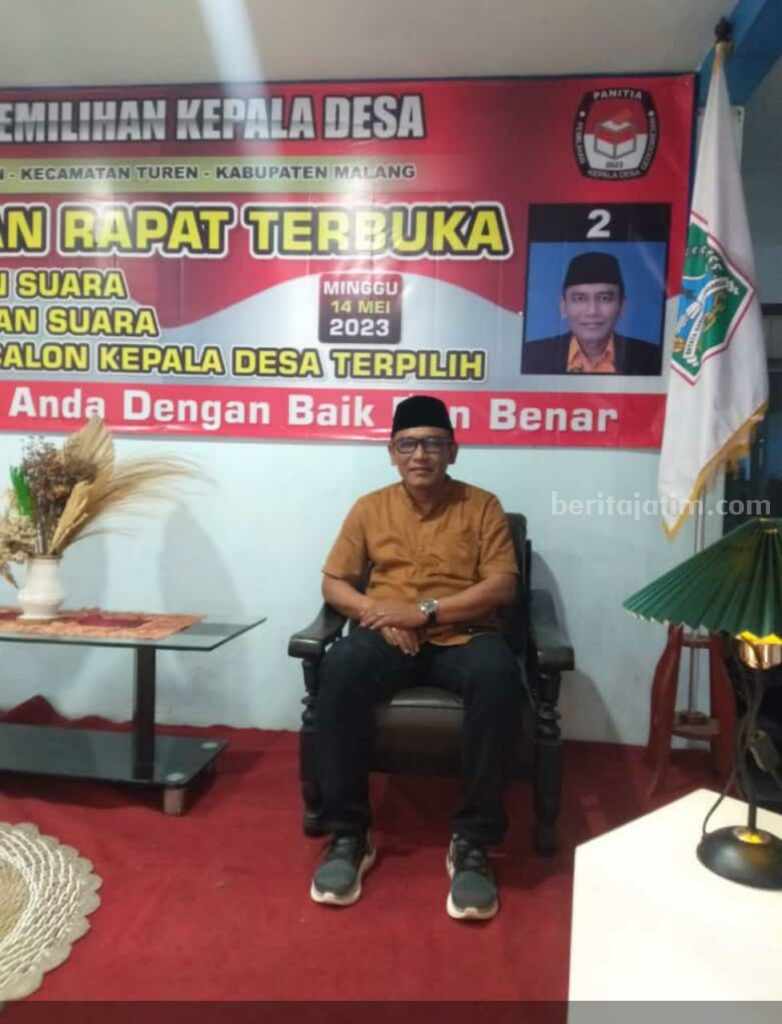Budiono ST, sukses menjabat Kepala Desa Gedog Wetan, Kecamatan Turen, Kabupaten Malang selama tiga periode, Senin (15/5/2023).