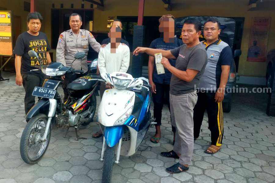 Polsek Kwadungan Ngawi saat mengamankan dua pelaku curanmor