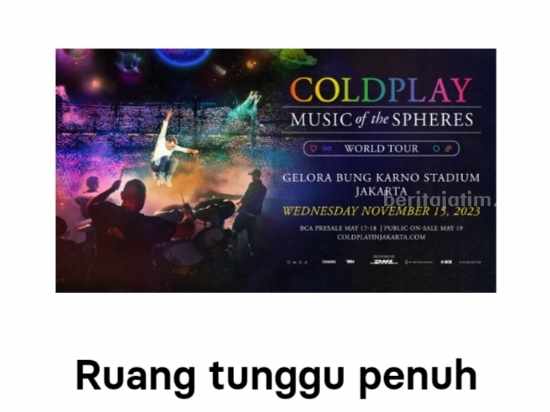 War Tiket Coldplay Hari Pertama Banyak yang Tak Kebagian Tangkapan layar laman coldplayinjakarta.com pada penjualan tiket hari pertama.