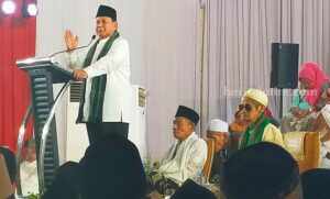 Prabowo Subianto saat sambutan di GOR Tambakberas Jombang