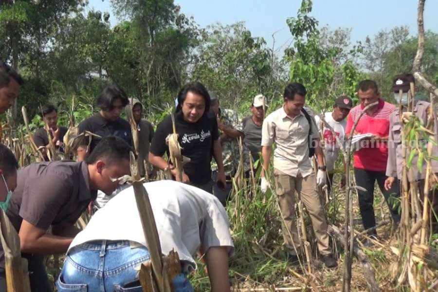 Kronologi Temuan Mayat Perempuan di Kebun Jagung Ngawi Diduga Korban Pembunuhan Petugas kepolisian saat melakukan olah TKP di lokasi penemuan jenazah wanitayang sudah membusuk di lahan Perhutani, Kabupaten Ngawi, Jawa Timur, Selasa (20/6/2023) pukul 09.00 WIB.