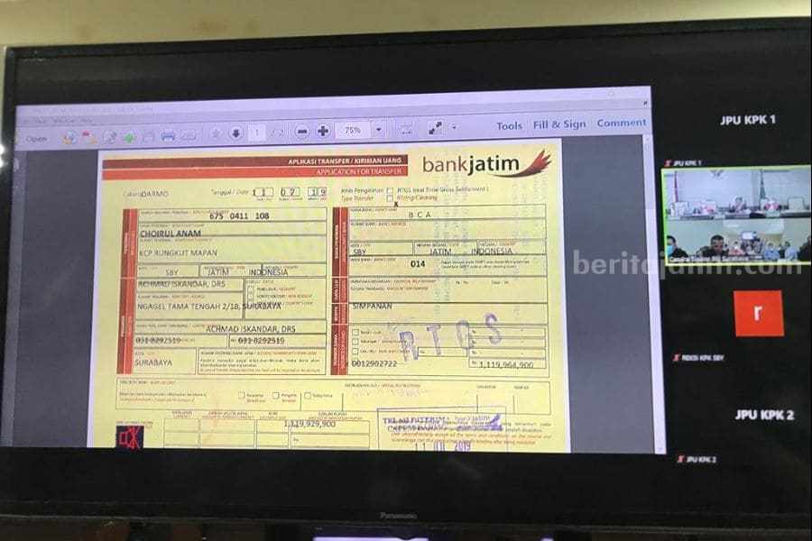 Transfer Rp1 M, Achmad Iskandar Lupa Siapa Penerimanya bukti transfer sahat