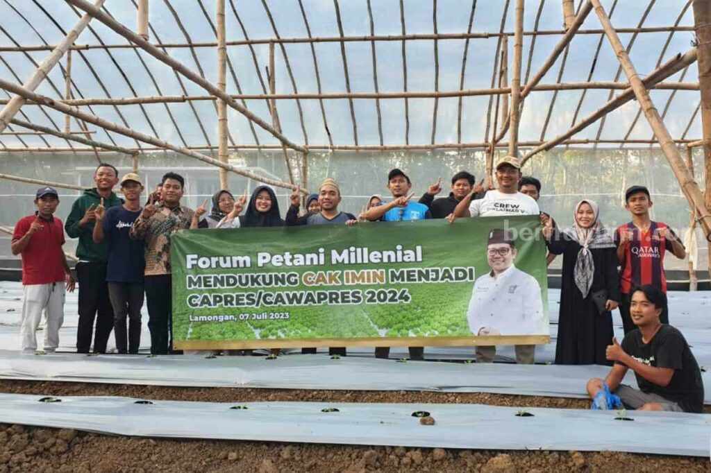 Forum Petani Millenial Lamongan mendeklarasikan dukungan kepada kepada Muhaimin Iskandar jadi Presiden 2024.