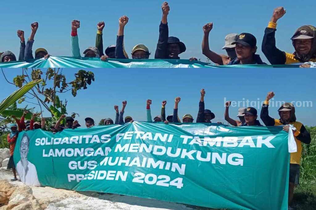 Solidaritas petani tambak Lamongan saat mendeklarasikan dukungannya kepada Ketum PKB, Muhaimin Iskandar.