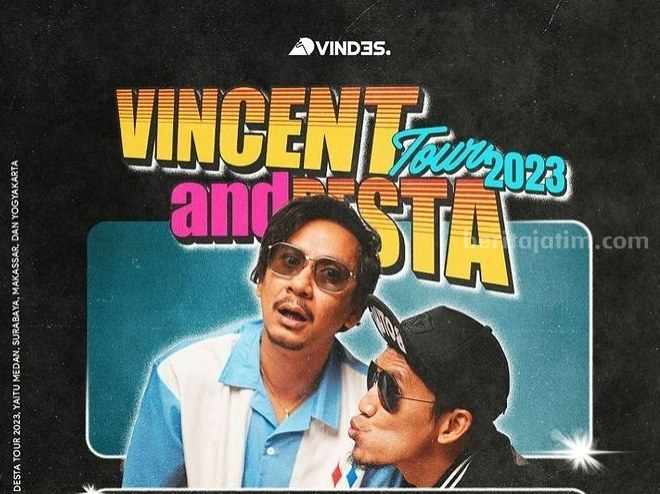 Poster Vincent and Desta Tour 2023 di Surabaya, Minggu (23/7/2023). (Sumber foto: Instagram vindes.ig)