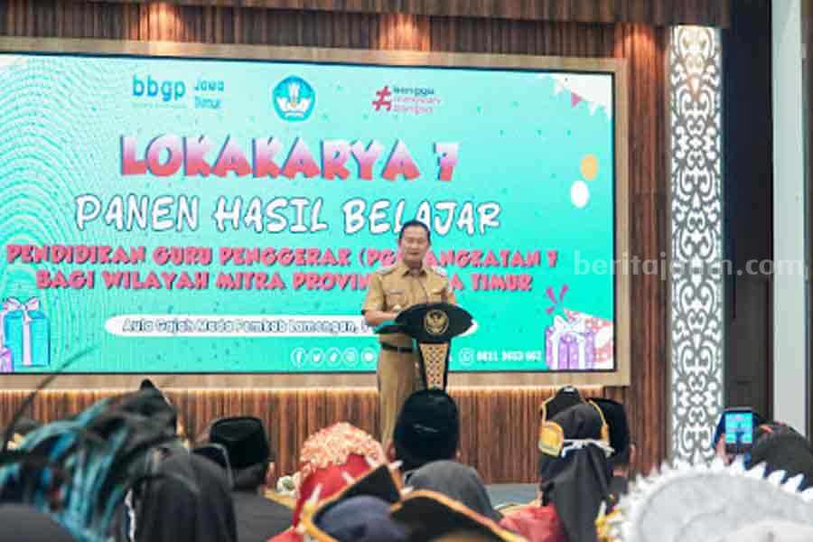 144 Calon Guru Penggerak Kabupaten Lamongan Ikuti Lokakarya Lokakarya 7 Panen Hasil Belajar Pendidikan Guru Penggerak Angkatan 7 yang digelar di Lamongan.