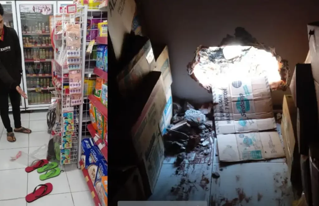 Maling Jebol Tembok Alfamart Kembangbahu Lamongan, Barang dan Uang Raib Maling Alfamart