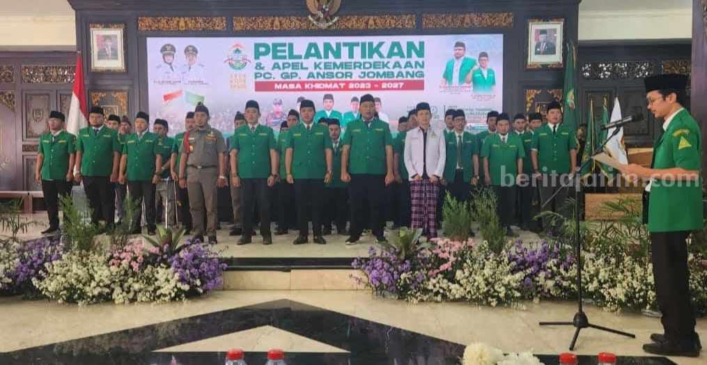 Pelantikan pengurus Pimpinan Cabang (PC) Gerakan Pemuda Ansor Kabupaten Jombang masa khidmat 2023-2027, Rabu (26/7/2023)