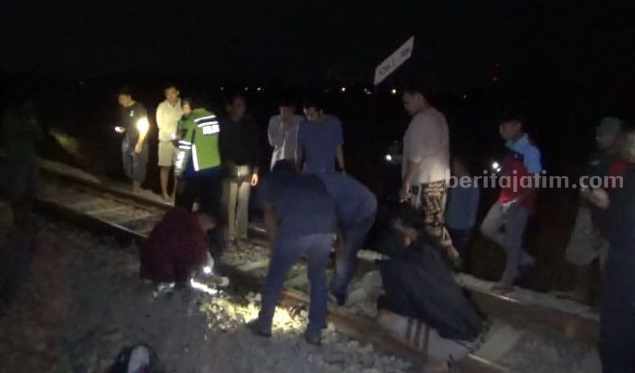Lokasi kecelakaan di perlintasan tak berpalang Dusun Gondekan Desa Jabon Kecamatan/Kabupaten Jombang, Sabtu (23/7/2023) pukul 23.14 WIB
