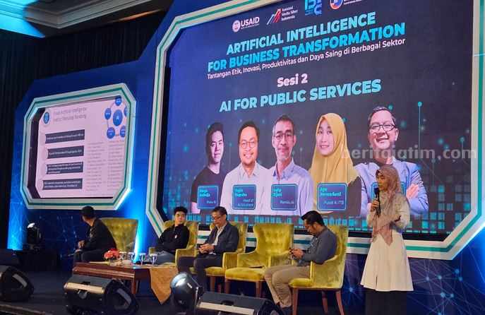AI Masuk ke Berbagai Sektor Kehidupan, Termasuk Pelayanan Publik Diskusi membahas kecerdasan buatan yang digelar Asosiasi Media Siber Indonesia (AMSI) di Hotel El Royale, Bandung, Jawa Barat, 22 Agustus 2023.