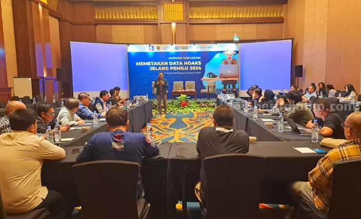 Diskusi Petakan Data Hoaks Jelang Pemilu 2024 yang digelar Asosiasi Media Siber Indonesia (AMSI) bersama dengan Aliansi Jurnalis Independen (AJI) dan Masyarakat Anti Fitnah Indonesia (Mafindo).