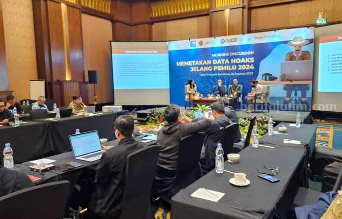 Diskusi Petakan Data Hoaks Jelang Pemilu 2024 yang digelar Asosiasi Media Siber Indonesia (AMSI) bersama dengan Aliansi Jurnalis Independen (AJI) dan Masyarakat Anti Fitnah Indonesia (Mafindo).