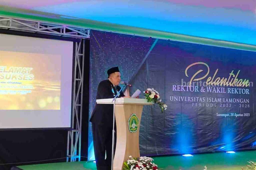 Rektor Unisla Lamongan Periode 2023-2028 Resmi Dilantik, Siap Go Internasional Acara pelantikan Rektor Unisla periode 2023-2028 di Aula Lantai 3 Pasca Sarjana.