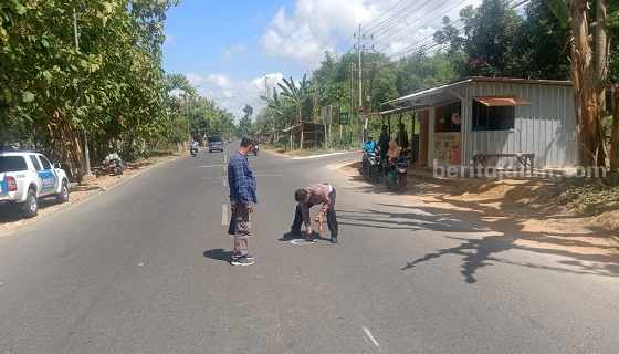 Anggota satlantas Polres sumenep melakukan olah TKP laka lantas