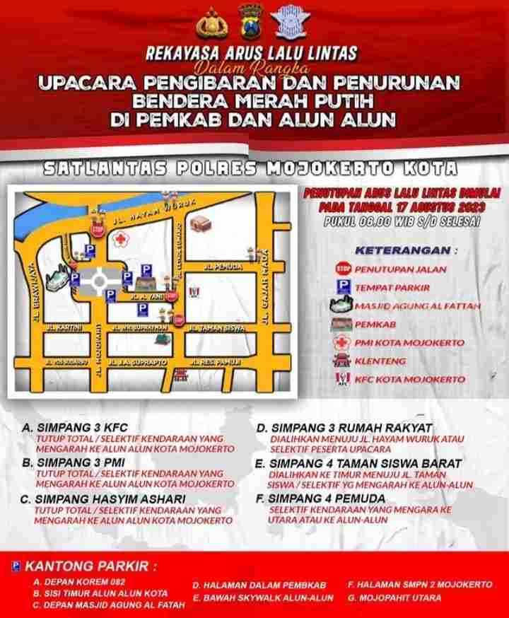 Denah rekayasan lalu-lintas yang dilakukan Satlantas Polresta Mojokerto. [Foto: ist]
