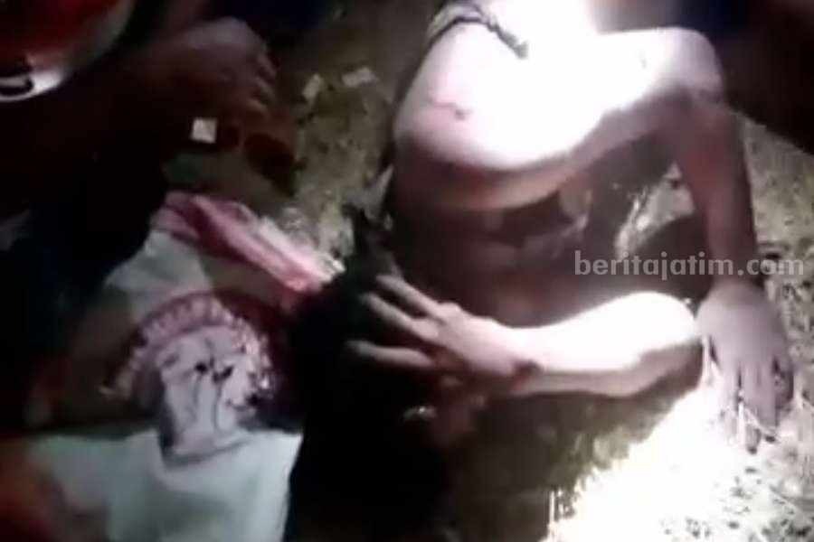 Sadrani saat berhasil diamankan warga.