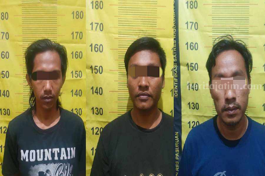 Tiga pelaku narkoba yang diamankan Polres Pasuruan