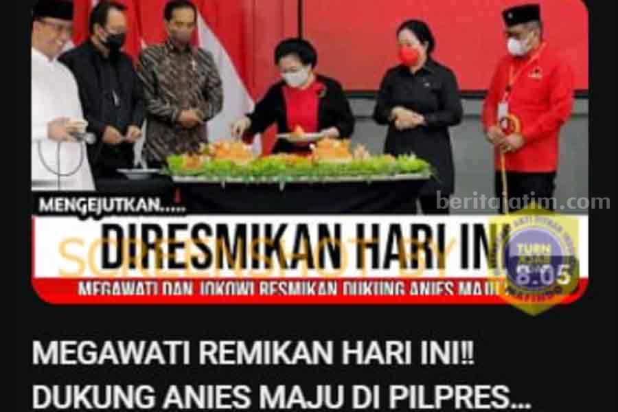 Megawati dan Jokowi Potong Tumpeng, Resmikan Dukung Anies Baswedan, Benarkah? Cek Fakta: Megawati dan Jokowi dukung Anies Baswedan, benarkah?