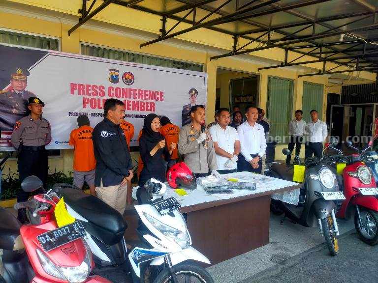Empat Pelaku Curanmor Dibekuk Bersama 11 Sepeda Motor di Jember