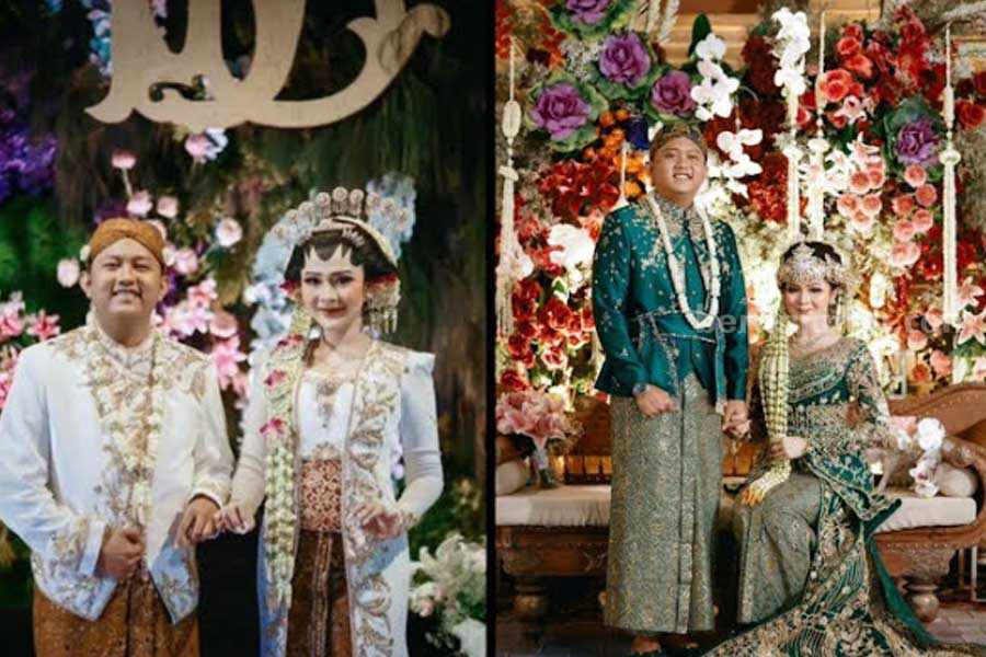 Potret akad nikah (kiri) dan ngunduh mantu (kanan) pasangan Denny Caknan dan Bella Bonita. (Sumber foto: Instagram denny_caknan)
