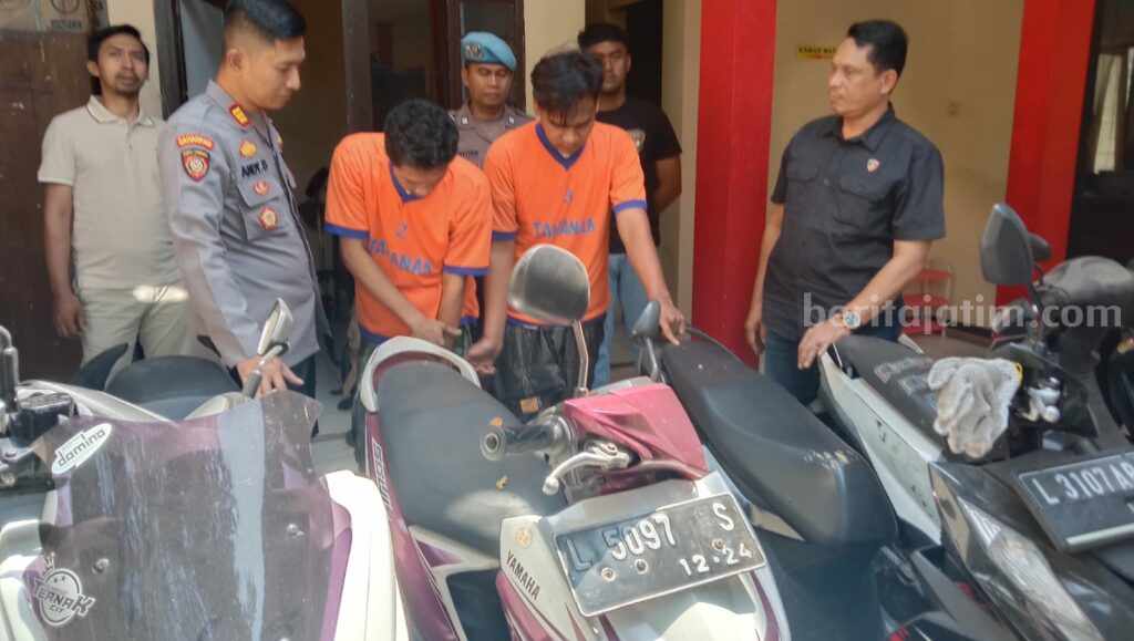 Warga Tangkap Spesialis Curanmor di Sekitar UTM Bangkalan Pelaku pencurian kendaraan bermotor di UTM Bangkalan (Foto: Zamachsari/beritajatim.com)