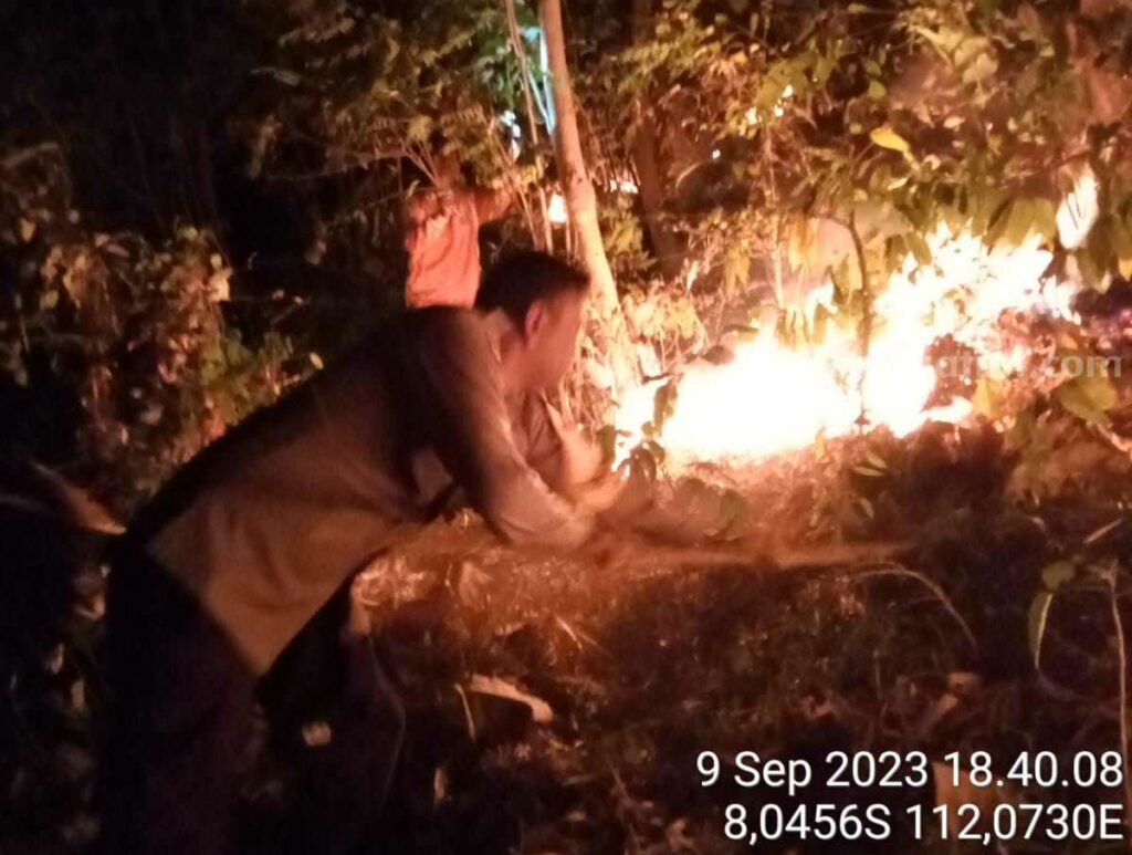 Lereng Gunung Pegat Kabupaten Blitra terbakar.
