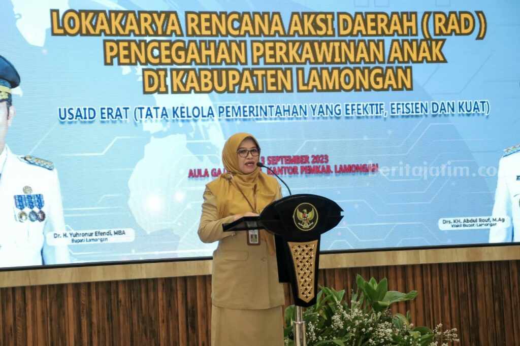 Kasus Pernikahan Anak Meningkat, Lamongan Gelar Lokakarya bersama Usaid Erat Kegiatan lokakarya pencegahan perkawinan anak yang digelar DP3A Lamongan bersama Usaid Erat.