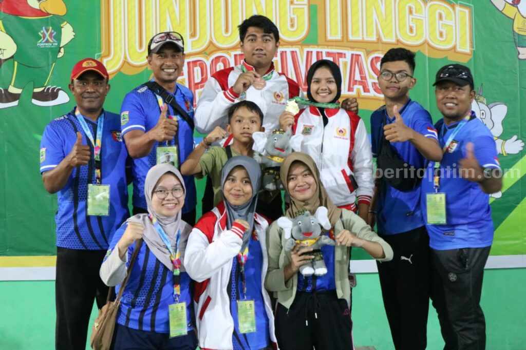Atlet menembak dari Kabupaten Malang sukses meraih medali emas dan perunggu dalam Porprov Jatim Ke-VIII, Selasa (12/9/2023).