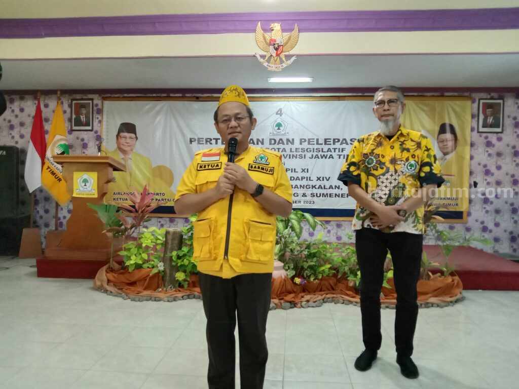 Ketua DPD Golkar Jatim Lepas 210 Caleg Madura Raya Pertemuan dan pelepasan Caleg Madura raya di hotel Camplong, Sampang (Foto: Zamachsari/beritajatim.com)