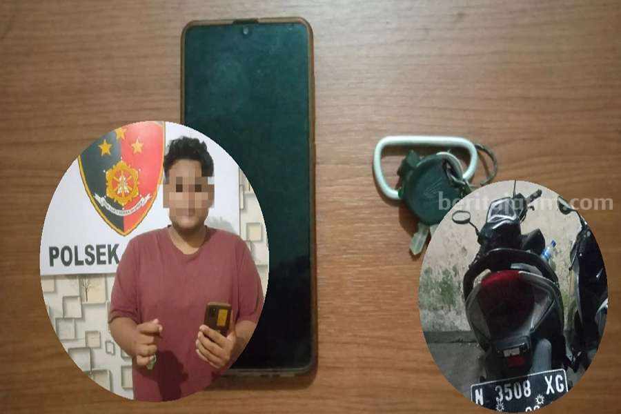 Pelaku Muhammad Agung dan beberapa barang bukti setelah diamankan polisi