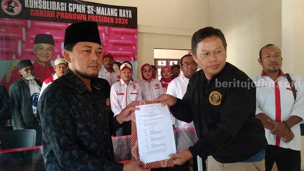 Ketua Umum GPMN Daddy Palgunadi dan Koordinator GPMN Wilayah Malang Raya, H. Sulaiman, mendorong Machfud MD sebagai Cawapres Ganjar Pranowo, Rabu (20/9/2023) siang.