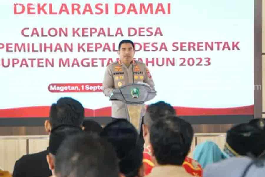 Kapolres Magetan AKBP Muhammad Ridwan, S.I.K,M.Si deklarasi damai calon kepala desa.