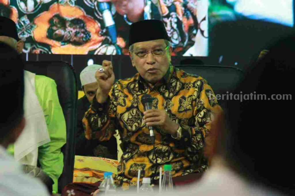 KH Said Aqil Siradj saat menyampaikan tausiyah keagamaan dalam haul KH Imam Yahya Mahrus.