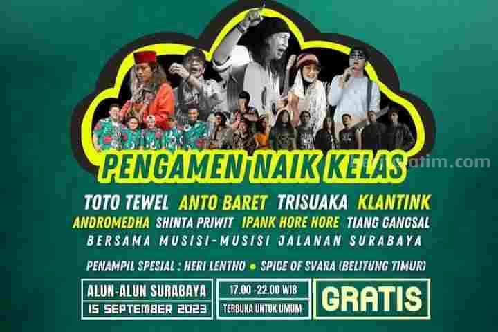 Poster Pentas Ekspresi Musisi Jalanan yang akan digelar di Alun-alun Surabaya, Jumat (15/9/2023). (Sumber foto: Instagram @institutmusikjalanan)