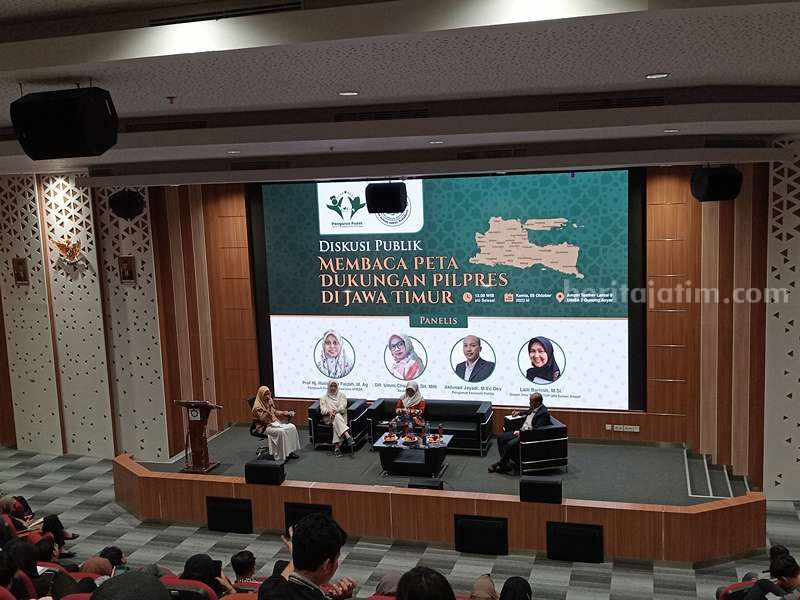 Erick Thohir Kandidat Cawapres Kuat dan Dipercaya Kalangan Perempuan Diskusi publik di Kampus 2 UINSA, Gununganyar, Surabaya.