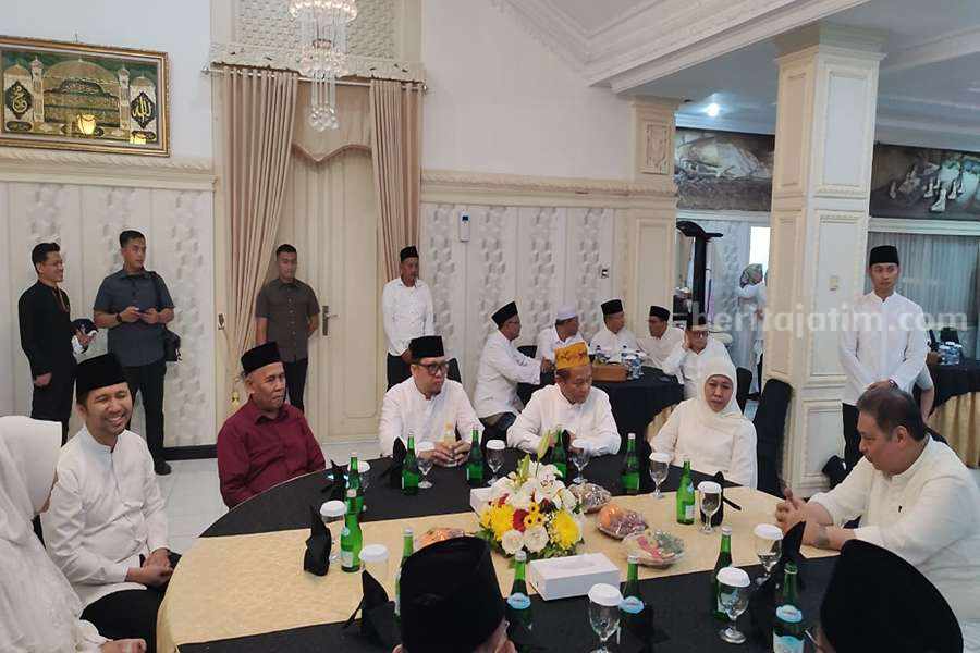 Ketum Golkar Airlangga Hartarto, Gubernur Jatim Khofifah, Ketua Golkar Jatim M Sarmuji